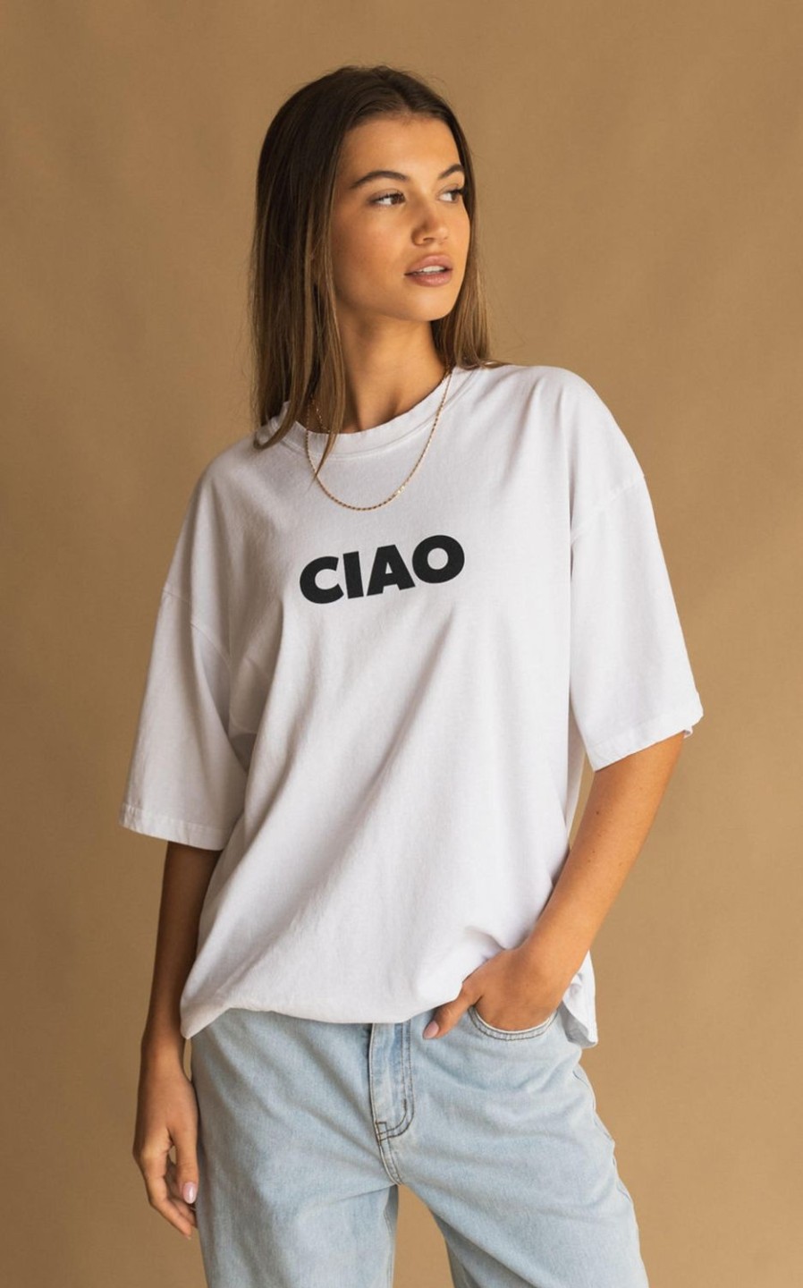 Tops Araminta James | Ciao Amore Tee Chalk