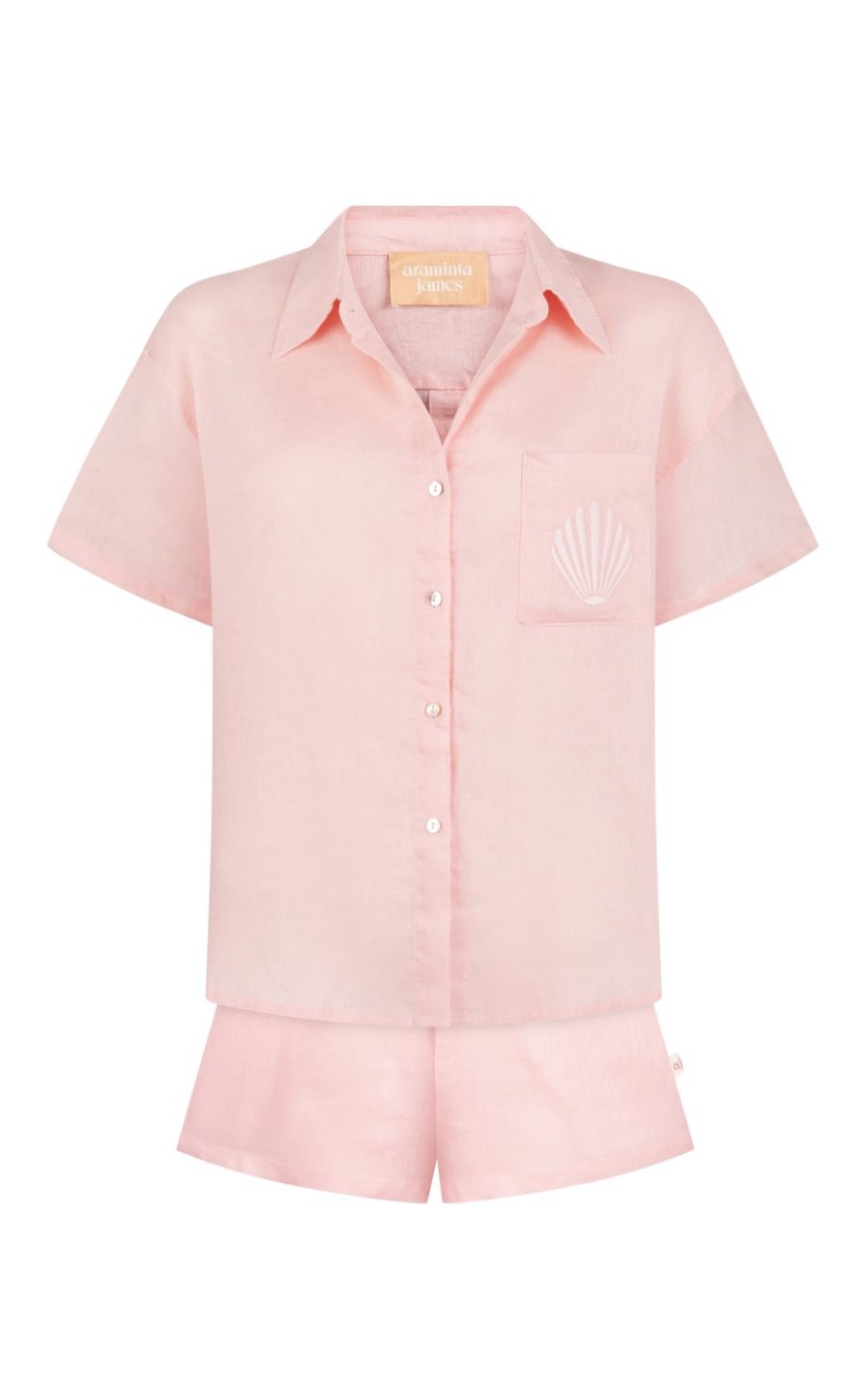 Sets Araminta James | Cove Linen Shirt Set Dusty Rose