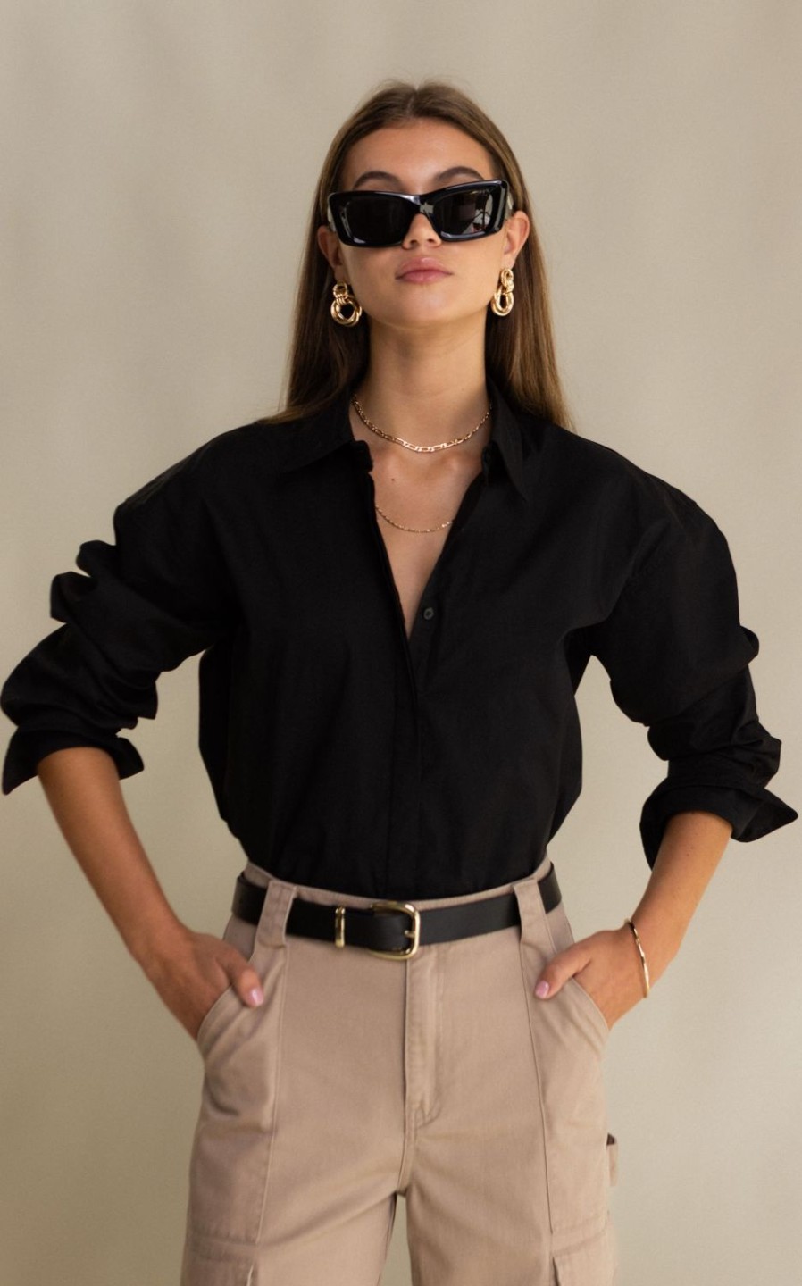 Tops Araminta James | Paris Minimal Shirt Noir