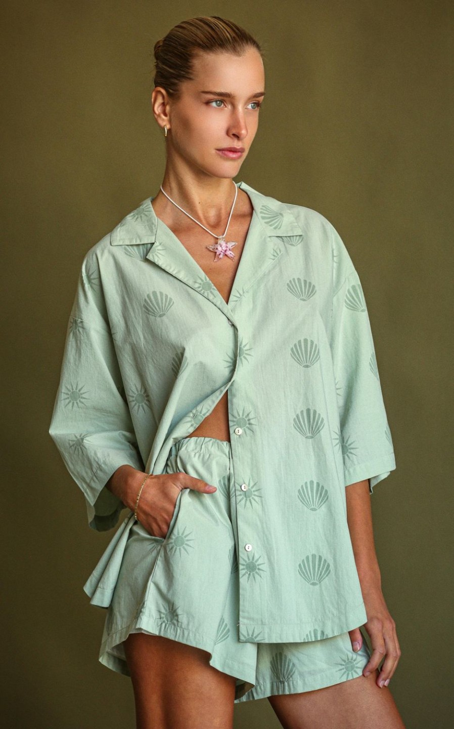 Sets Araminta James | Island Shirt Set Pistachio