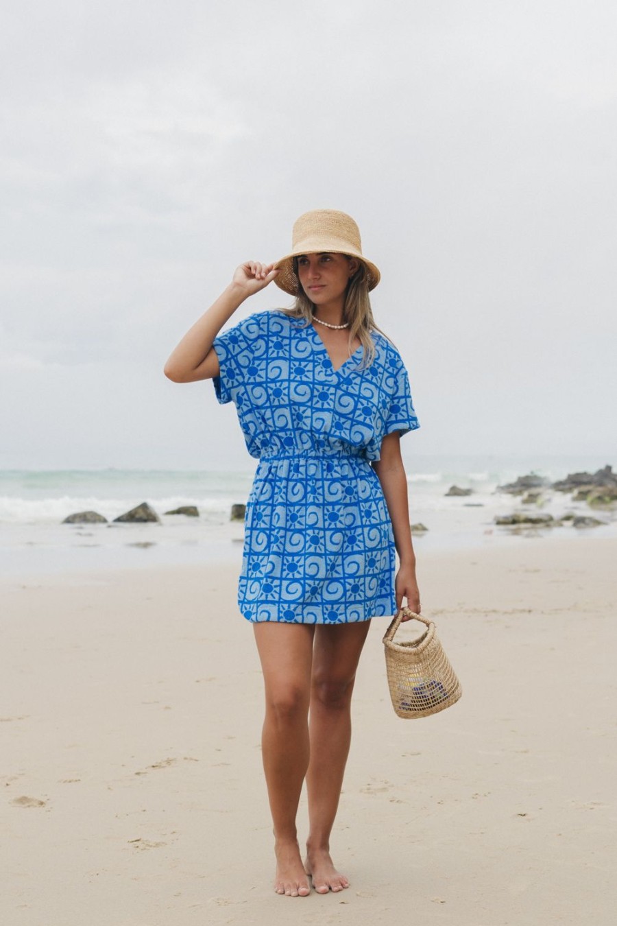 Dresses Araminta James | Sunseeker Terry V-Neck Dress Cornflower