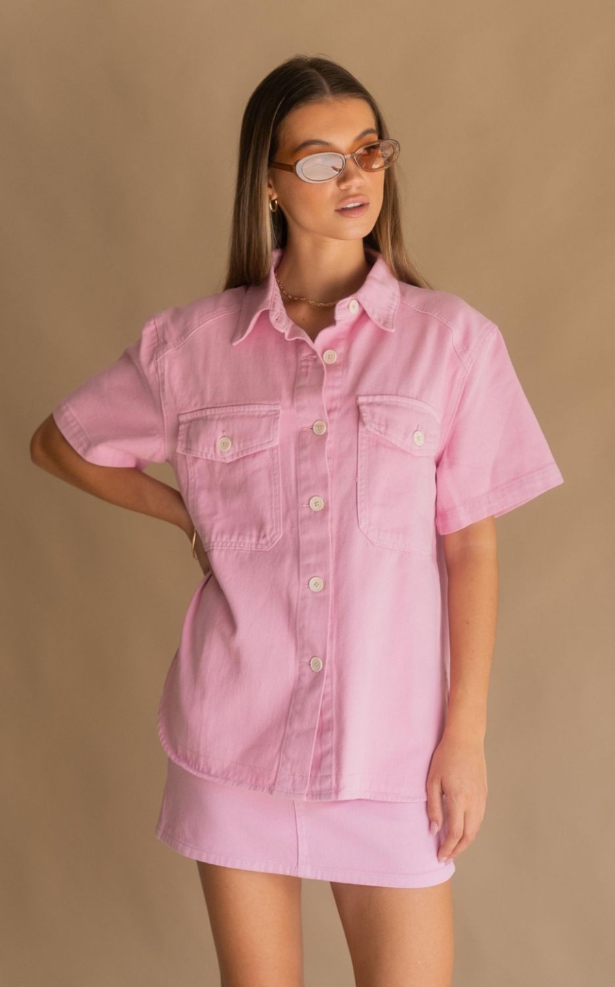 Tops Araminta James | Summa Denim Shirt Peony