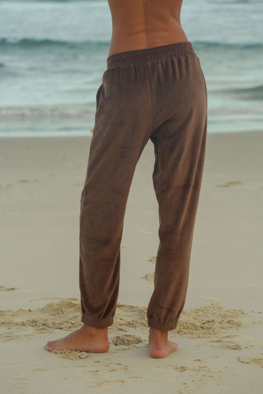 Bottoms Araminta James | Velour Trackpant Chocolate