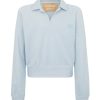 Tops Araminta James | Terry Polo Long Sleeve Shirt Powder Blue