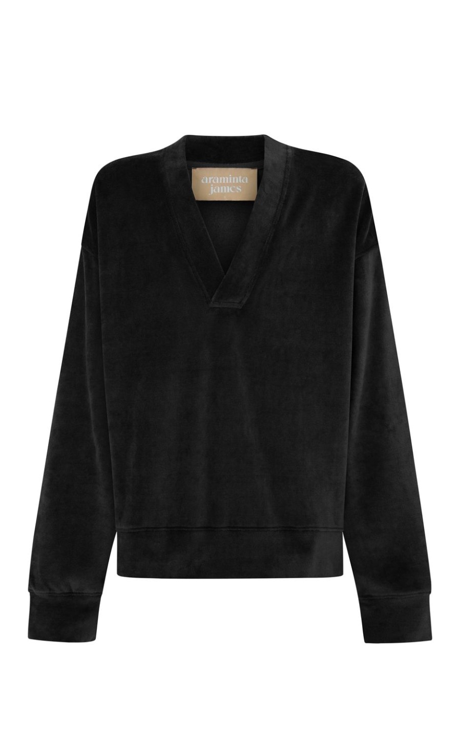 Tops Araminta James | Velour Sweatshirt Noir