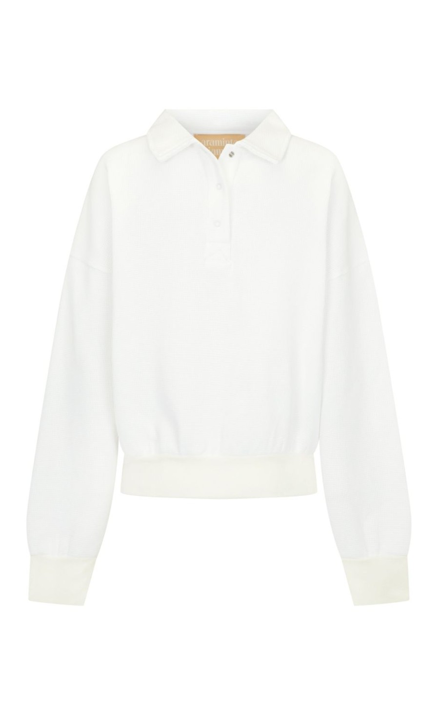 Tops Araminta James | Waffle Trim Snap Sweatshirt Snow